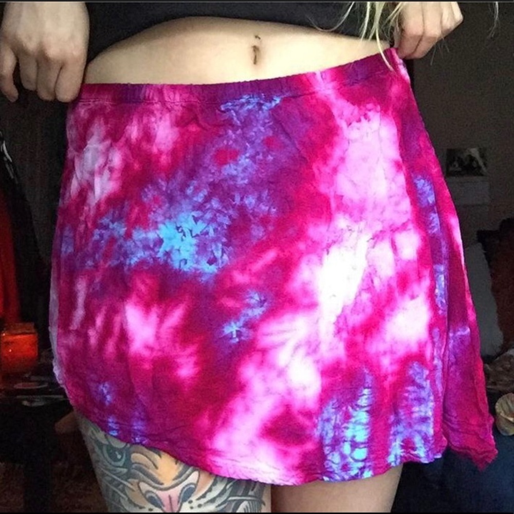 Tie Dye High low boho mini festival skirt